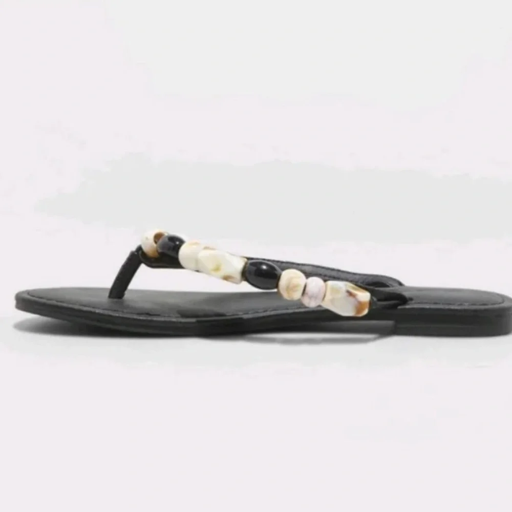 Woman's Cindy Beaded Flip Flop Sandals - Universal Thread Black Size 9 - Picture 3 of 6